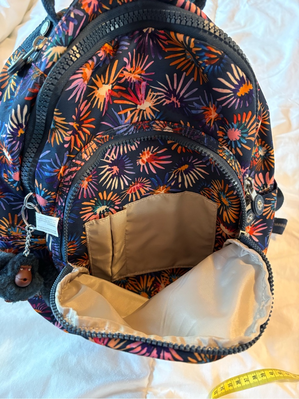 Kipling Navy Floral Backpack with Multicolor Burst Print - Picture 9 of 14